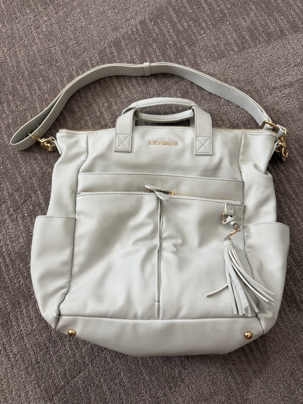Lily Jade Cream Baby Bag - Convertible Tote & Crossbody